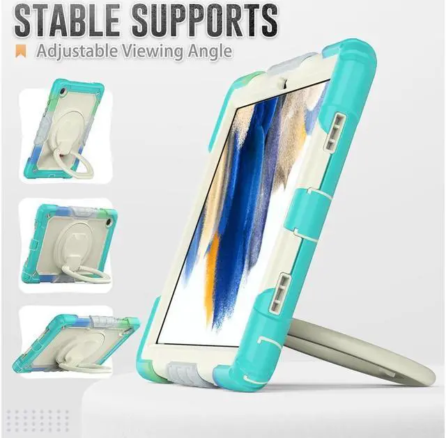 Alt view image 3 of 7 - Case For Samsung Galaxy Tab Tab A8 10.5 inch 2022 with Screen Protector and Pen Holder, Shockproof Hard Protective Kids Cover for Galaxy Tab A8 10.5 inch SM-X200 SM-X205 SM-X207 with Rotatable Stand