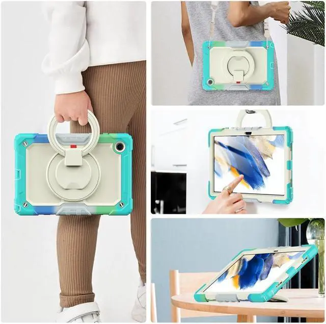 Alt view image 7 of 7 - Case For Samsung Galaxy Tab Tab A8 10.5 inch 2022 with Screen Protector and Pen Holder, Shockproof Hard Protective Kids Cover for Galaxy Tab A8 10.5 inch SM-X200 SM-X205 SM-X207 with Rotatable Stand