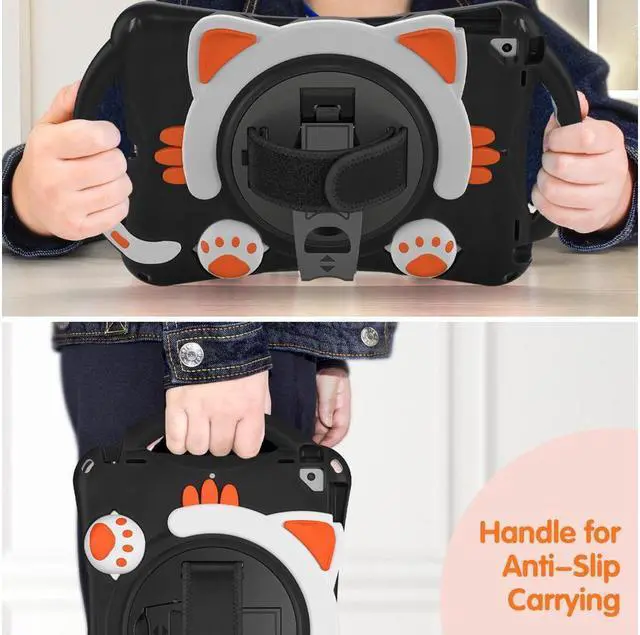 Alt view image 6 of 7 - BONAEVER For iPad 10.2 Case 2021 2020 2019 Shockproof Protective Cover with Handle Grip Stand and Pencil Holder Hand Strap Carrying Strap for iPad 9th/8th/7th Generation iPad Air 10.5/iPad Pro 10.5