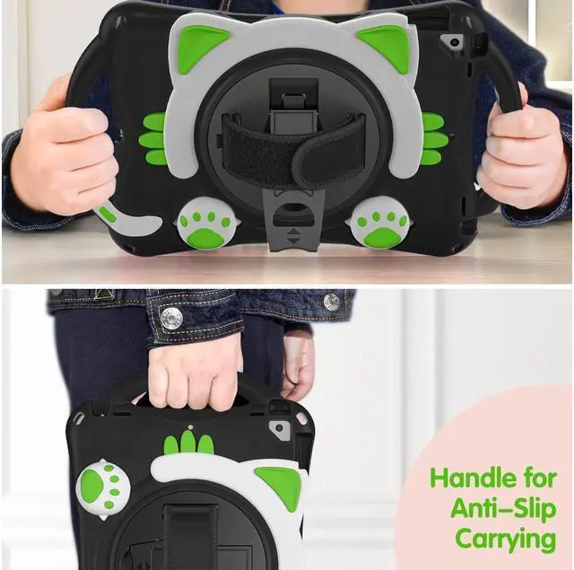 Alt view image 4 of 7 - BONAEVER For iPad 10.2 Case 2021 2020 2019 Shockproof Protective Cover with Handle Grip Stand and Pencil Holder Hand Strap Carrying Strap for iPad 9th/8th/7th Generation iPad Air 10.5/iPad Pro 10.5