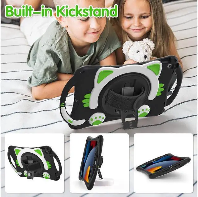 Alt view image 7 of 7 - BONAEVER For iPad 10.2 Case 2021 2020 2019 Shockproof Protective Cover with Handle Grip Stand and Pencil Holder Hand Strap Carrying Strap for iPad 9th/8th/7th Generation iPad Air 10.5/iPad Pro 10.5