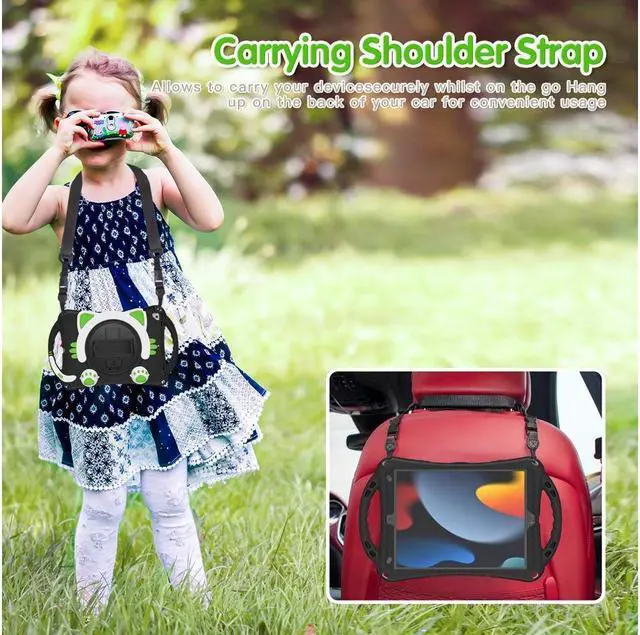 Alt view image 5 of 7 - BONAEVER For iPad 10.2 Case 2021 2020 2019 Shockproof Protective Cover with Handle Grip Stand and Pencil Holder Hand Strap Carrying Strap for iPad 9th/8th/7th Generation iPad Air 10.5/iPad Pro 10.5