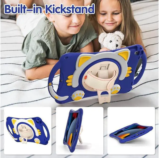 Alt view image 3 of 7 - BONAEVER For iPad 10.2 Case 2021 2020 2019 Shockproof Protective Cover with Handle Grip Stand and Pencil Holder Hand Strap Carrying Strap for iPad 9th/8th/7th Generation iPad Air 10.5/iPad Pro 10.5