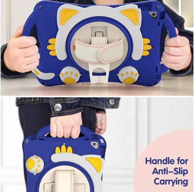 Alt view image 4 of 7 - BONAEVER For iPad 10.2 Case 2021 2020 2019 Shockproof Protective Cover with Handle Grip Stand and Pencil Holder Hand Strap Carrying Strap for iPad 9th/8th/7th Generation iPad Air 10.5/iPad Pro 10.5