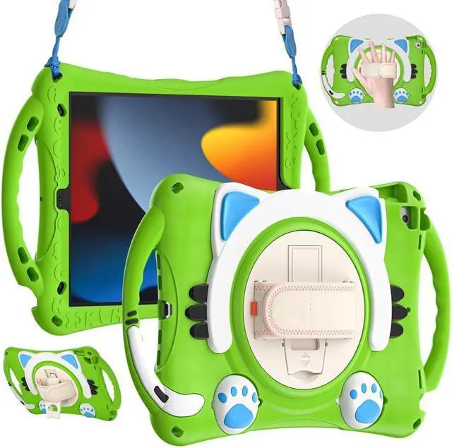 Main image of BONAEVER For iPad 10.2 Case 2021 2020 2019 Shockproof Protective Cover with Handle Grip Stand and Pencil Holder Hand Strap Carrying Strap for iPad 9th/8th/7th Generation iPad Air 10.5/iPad Pro 10.5
