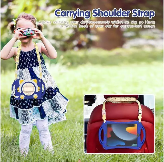 Alt view image 7 of 7 - BONAEVER For iPad 10.2 Case 2021 2020 2019 Shockproof Protective Cover with Handle Grip Stand and Pencil Holder Hand Strap Carrying Strap for iPad 9th/8th/7th Generation iPad Air 10.5/iPad Pro 10.5