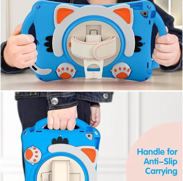 Alt view image 4 of 7 - BONAEVER For iPad 10.2 Case 2021 2020 2019 Shockproof Protective Cover with Handle Grip Stand and Pencil Holder Hand Strap Carrying Strap for iPad 9th/8th/7th Generation iPad Air 10.5/iPad Pro 10.5