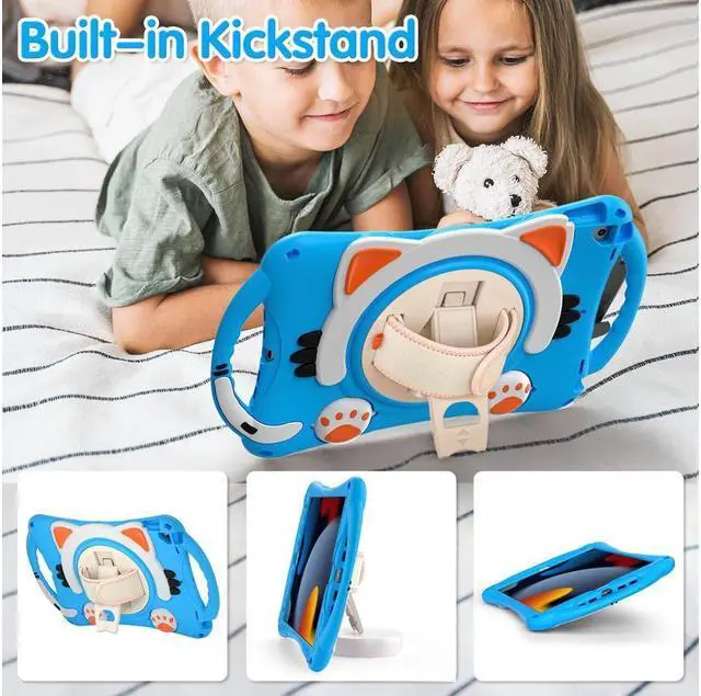 Alt view image 6 of 7 - BONAEVER For iPad 10.2 Case 2021 2020 2019 Shockproof Protective Cover with Handle Grip Stand and Pencil Holder Hand Strap Carrying Strap for iPad 9th/8th/7th Generation iPad Air 10.5/iPad Pro 10.5