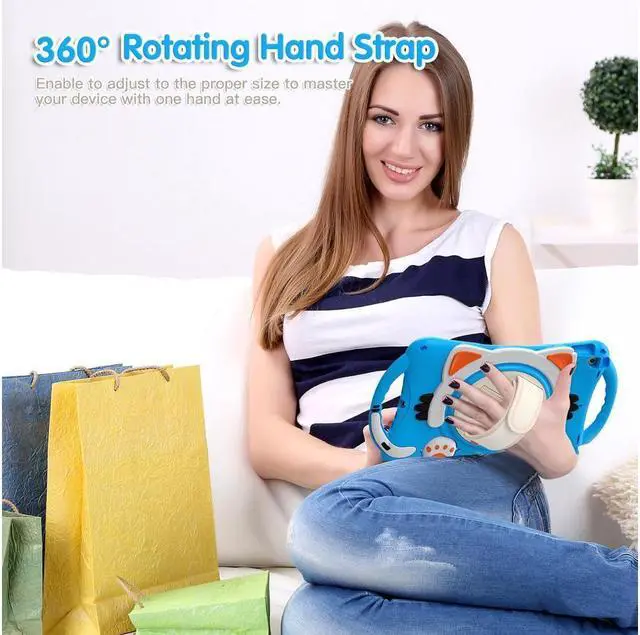 Alt view image 7 of 7 - BONAEVER For iPad 10.2 Case 2021 2020 2019 Shockproof Protective Cover with Handle Grip Stand and Pencil Holder Hand Strap Carrying Strap for iPad 9th/8th/7th Generation iPad Air 10.5/iPad Pro 10.5