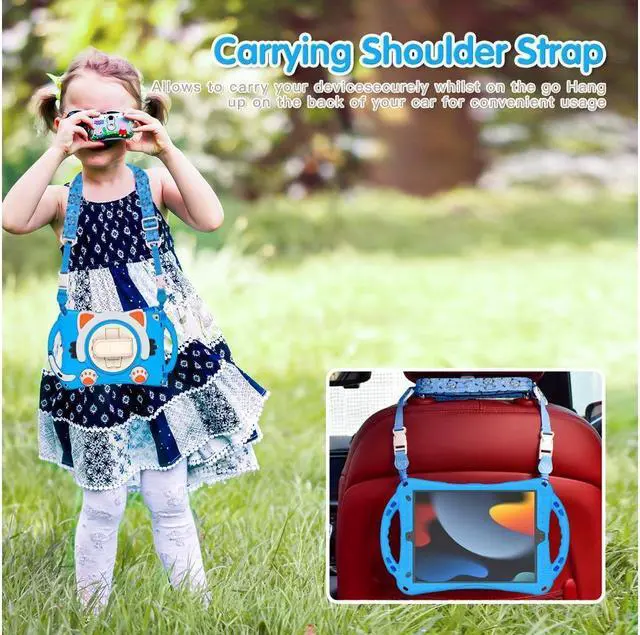 Alt view image 5 of 7 - BONAEVER For iPad 10.2 Case 2021 2020 2019 Shockproof Protective Cover with Handle Grip Stand and Pencil Holder Hand Strap Carrying Strap for iPad 9th/8th/7th Generation iPad Air 10.5/iPad Pro 10.5