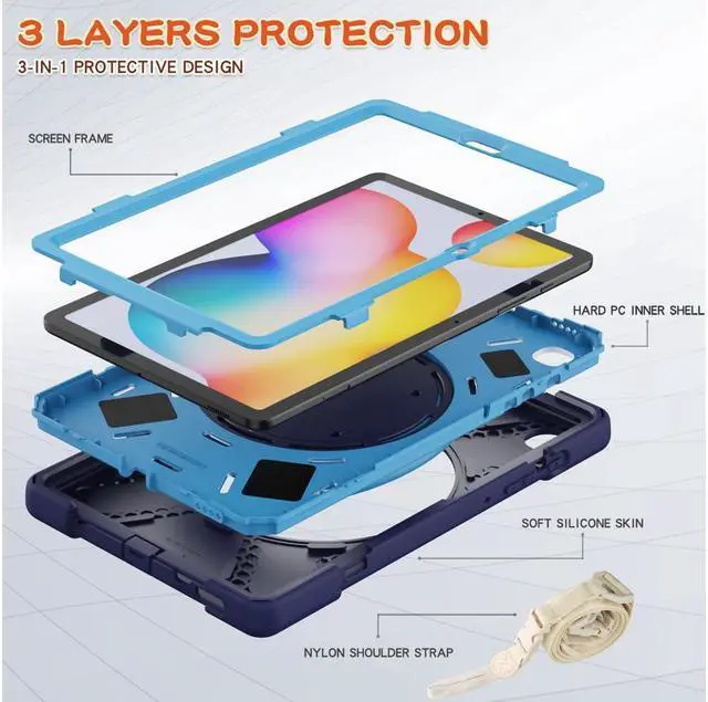 Alt view image 5 of 7 - BONAEVER For Samsung Tab S6 Lite 10.4 Inch 2020 2022 Case Shockproof Cover with 360 Rotating Stand /Hand StrapShoulder Strap Pen Holder for Galaxy S6 lite SM-P610 SM-P613 SM-P615 SM-P619