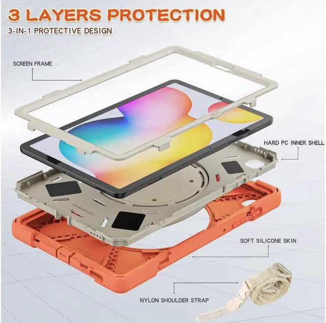 Alt view image 4 of 7 - BONAEVER For Samsung Tab S6 Lite 10.4 Inch 2020 2022 Case Shockproof Cover with 360 Rotating Stand /Hand StrapShoulder Strap Pen Holder for Galaxy S6 lite SM-P610 SM-P613 SM-P615 SM-P619