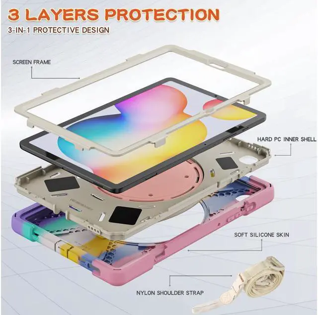 Alt view image 4 of 7 - BONAEVER For Samsung Tab S6 Lite 10.4 Inch 2020 2022 Case Shockproof Cover with 360 Rotating Stand /Hand StrapShoulder Strap Pen Holder for Galaxy S6 lite SM-P610 SM-P613 SM-P615 SM-P619