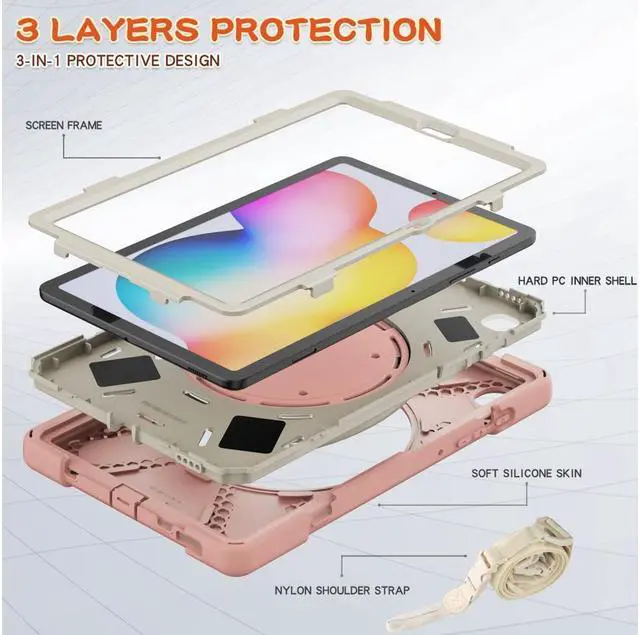 Alt view image 4 of 7 - BONAEVER For Samsung Tab S6 Lite 10.4 Inch 2020 2022 Case Shockproof Cover with 360 Rotating Stand /Hand StrapShoulder Strap Pen Holder for Galaxy S6 lite SM-P610 SM-P613 SM-P615 SM-P619