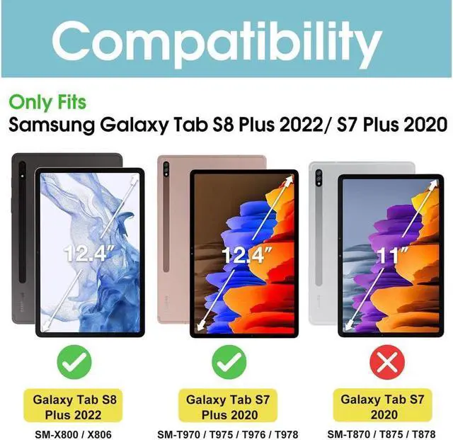 Alt view image 2 of 7 - Case for Samsung Galaxy Tab S8 Plus 2022 / S7 Plus 12.4 Inch 2020 SM-X800 SM-X806 SM-T970/T975/T976 with 360 Degree Rotating Handle Stand Bracket Shockproof Cover with Kickstand / Shoulder Strap