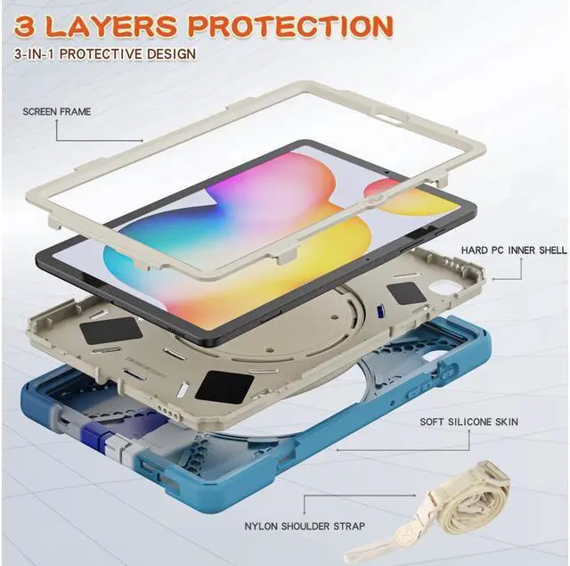 Alt view image 7 of 7 - BONAEVER For Samsung Tab S6 Lite 10.4 Inch 2020 2022 Case Shockproof Cover with 360 Rotating Stand /Hand StrapShoulder Strap Pen Holder for Galaxy S6 lite SM-P610 SM-P613 SM-P615 SM-P619