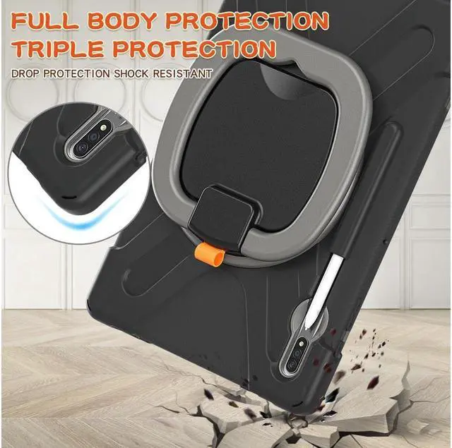 Alt view image 5 of 7 - Case for Samsung Galaxy Tab S8 Plus 2022 / S7 Plus 12.4 Inch 2020 SM-X800 SM-X806 SM-T970/T975/T976 with 360 Degree Rotating Handle Stand Bracket Shockproof Cover with Kickstand / Shoulder Strap