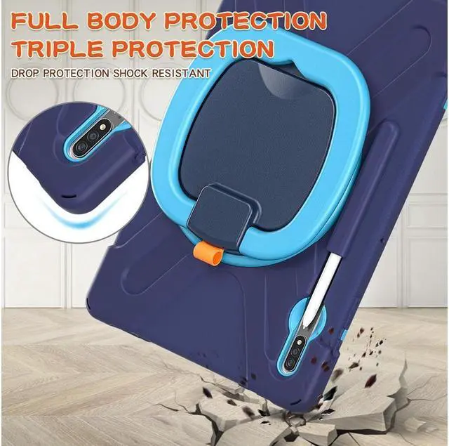 Alt view image 5 of 7 - Case for Samsung Galaxy Tab S8 Plus 2022 / S7 Plus 12.4 Inch 2020 SM-X800 SM-X806 SM-T970/T975/T976 with 360 Degree Rotating Handle Stand Bracket Shockproof Cover with Kickstand / Shoulder Strap