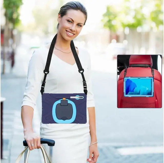 Alt view image 7 of 7 - Case for Samsung Galaxy Tab S8 Plus 2022 / S7 Plus 12.4 Inch 2020 SM-X800 SM-X806 SM-T970/T975/T976 with 360 Degree Rotating Handle Stand Bracket Shockproof Cover with Kickstand / Shoulder Strap