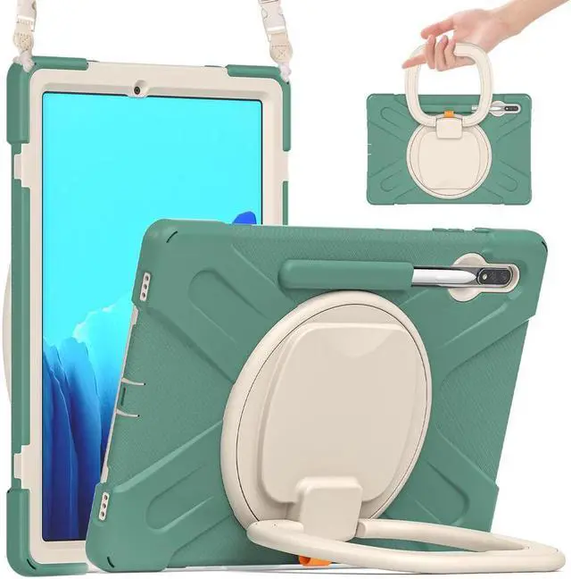 Main image of Case for Samsung Galaxy Tab S8 Plus 2022 / S7 Plus 12.4 Inch 2020 SM-X800 SM-X806 SM-T970/T975/T976 with 360 Degree Rotating Handle Stand Bracket Shockproof Cover with Kickstand / Shoulder Strap