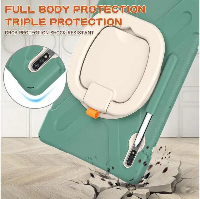 Alt view image 5 of 7 - Case for Samsung Galaxy Tab S8 Plus 2022 / S7 Plus 12.4 Inch 2020 SM-X800 SM-X806 SM-T970/T975/T976 with 360 Degree Rotating Handle Stand Bracket Shockproof Cover with Kickstand / Shoulder Strap