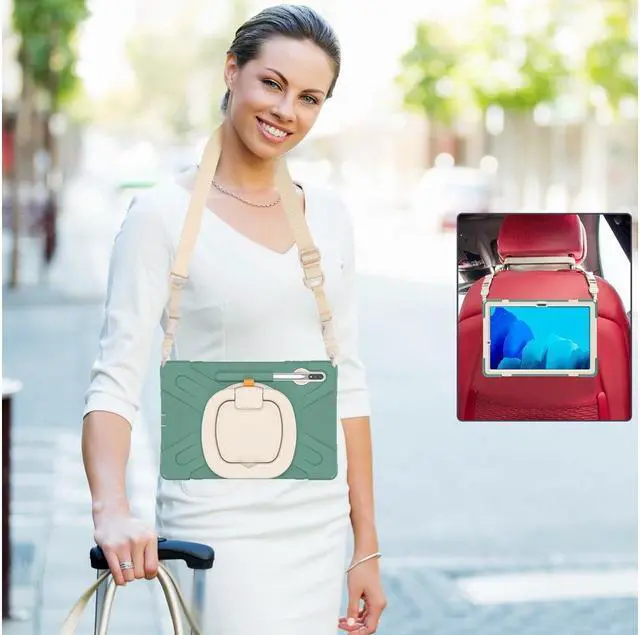 Alt view image 7 of 7 - Case for Samsung Galaxy Tab S8 Plus 2022 / S7 Plus 12.4 Inch 2020 SM-X800 SM-X806 SM-T970/T975/T976 with 360 Degree Rotating Handle Stand Bracket Shockproof Cover with Kickstand / Shoulder Strap