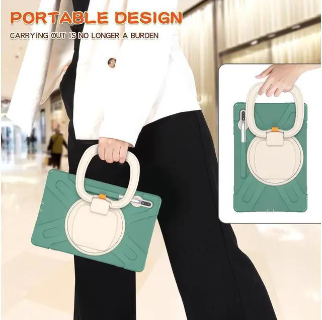 Alt view image 6 of 7 - Case for Samsung Galaxy Tab S8 Plus 2022 / S7 Plus 12.4 Inch 2020 SM-X800 SM-X806 SM-T970/T975/T976 with 360 Degree Rotating Handle Stand Bracket Shockproof Cover with Kickstand / Shoulder Strap