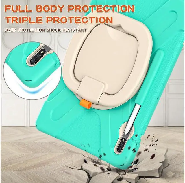 Alt view image 4 of 7 - Case for Samsung Galaxy Tab S8 Plus 2022 / S7 Plus 12.4 Inch 2020 SM-X800 SM-X806 SM-T970/T975/T976 with 360 Degree Rotating Handle Stand Bracket Shockproof Cover with Kickstand / Shoulder Strap