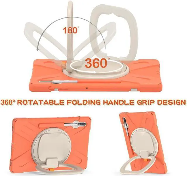 Alt view image 3 of 7 - Case for Samsung Galaxy Tab S8 Plus 2022 / S7 Plus 12.4 Inch 2020 SM-X800 SM-X806 SM-T970/T975/T976 with 360 Degree Rotating Handle Stand Bracket Shockproof Cover with Kickstand / Shoulder Strap