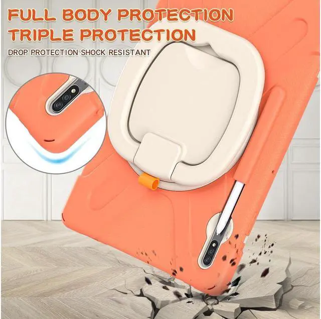 Alt view image 4 of 7 - Case for Samsung Galaxy Tab S8 Plus 2022 / S7 Plus 12.4 Inch 2020 SM-X800 SM-X806 SM-T970/T975/T976 with 360 Degree Rotating Handle Stand Bracket Shockproof Cover with Kickstand / Shoulder Strap