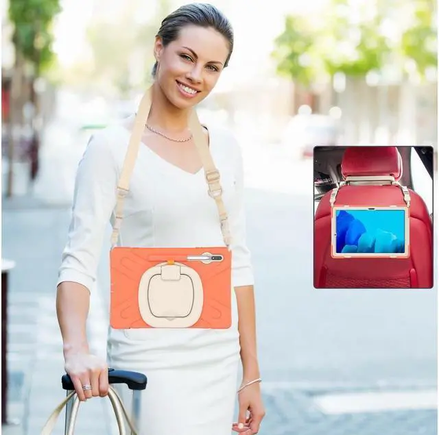 Alt view image 7 of 7 - Case for Samsung Galaxy Tab S8 Plus 2022 / S7 Plus 12.4 Inch 2020 SM-X800 SM-X806 SM-T970/T975/T976 with 360 Degree Rotating Handle Stand Bracket Shockproof Cover with Kickstand / Shoulder Strap