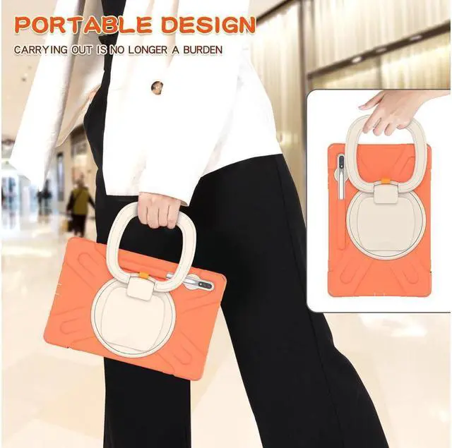 Alt view image 6 of 7 - Case for Samsung Galaxy Tab S8 Plus 2022 / S7 Plus 12.4 Inch 2020 SM-X800 SM-X806 SM-T970/T975/T976 with 360 Degree Rotating Handle Stand Bracket Shockproof Cover with Kickstand / Shoulder Strap