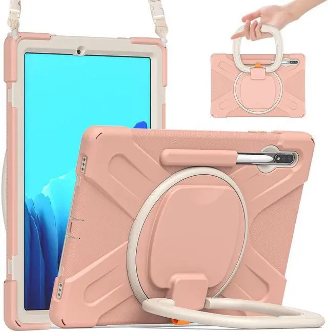 Main image of Case for Samsung Galaxy Tab S8 Plus 2022 / S7 Plus 12.4 Inch 2020 SM-X800 SM-X806 SM-T970/T975/T976 with 360 Degree Rotating Handle Stand Bracket Shockproof Cover with Kickstand / Shoulder Strap