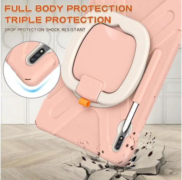 Alt view image 5 of 7 - Case for Samsung Galaxy Tab S8 Plus 2022 / S7 Plus 12.4 Inch 2020 SM-X800 SM-X806 SM-T970/T975/T976 with 360 Degree Rotating Handle Stand Bracket Shockproof Cover with Kickstand / Shoulder Strap