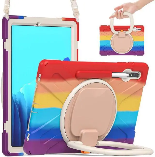 Main image of Case for Samsung Galaxy Tab S8 Plus 2022 / S7 Plus 12.4 Inch 2020 SM-X800 SM-X806 SM-T970/T975/T976 with 360 Degree Rotating Handle Stand Bracket Shockproof Cover with Kickstand / Shoulder Strap