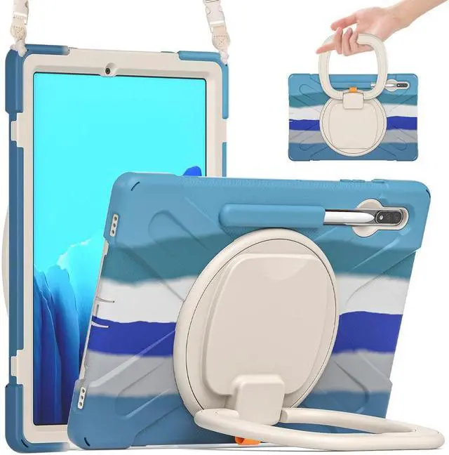 Main image of Case for Samsung Galaxy Tab S8 Plus 2022 / S7 Plus 12.4 Inch 2020 SM-X800 SM-X806 SM-T970/T975/T976 with 360 Degree Rotating Handle Stand Bracket Shockproof Cover with Kickstand / Shoulder Strap