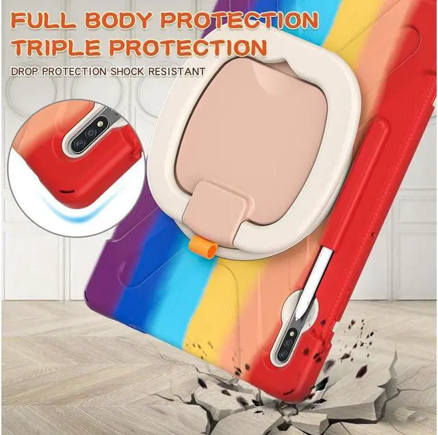 Alt view image 4 of 7 - Case for Samsung Galaxy Tab S8 Plus 2022 / S7 Plus 12.4 Inch 2020 SM-X800 SM-X806 SM-T970/T975/T976 with 360 Degree Rotating Handle Stand Bracket Shockproof Cover with Kickstand / Shoulder Strap