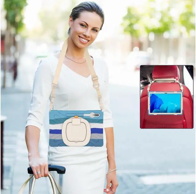 Alt view image 7 of 7 - Case for Samsung Galaxy Tab S8 Plus 2022 / S7 Plus 12.4 Inch 2020 SM-X800 SM-X806 SM-T970/T975/T976 with 360 Degree Rotating Handle Stand Bracket Shockproof Cover with Kickstand / Shoulder Strap