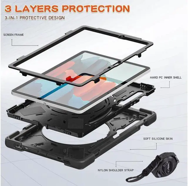 Alt view image 3 of 7 - BONAEVER Case for Samsung Galaxy Tab S7 11 Inch 2020 Shockproof Cover with Pen Holder Stand and Shoulder Strap for Samsung Tab S7 11 Inch 2020 SM-T870 SM-T875 SM-T876