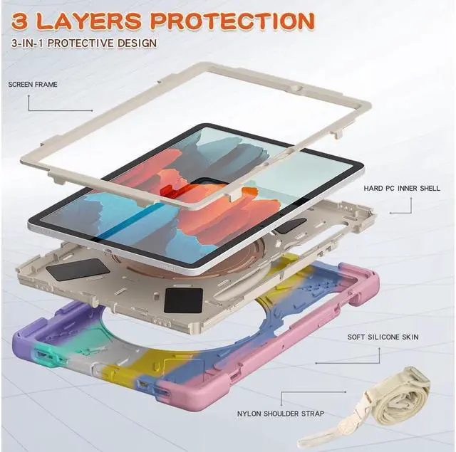 Alt view image 2 of 7 - BONAEVER Case for Samsung Galaxy Tab S7 11 Inch 2020 Shockproof Cover with Pen Holder Stand and Shoulder Strap for Samsung Tab S7 11 Inch 2020 SM-T870 SM-T875 SM-T876