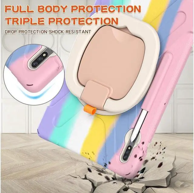 Alt view image 5 of 7 - Case for Samsung Galaxy Tab S8 Plus 2022 / S7 Plus 12.4 Inch 2020 SM-X800 SM-X806 SM-T970/T975/T976 with 360 Degree Rotating Handle Stand Bracket Shockproof Cover with Kickstand / Shoulder Strap