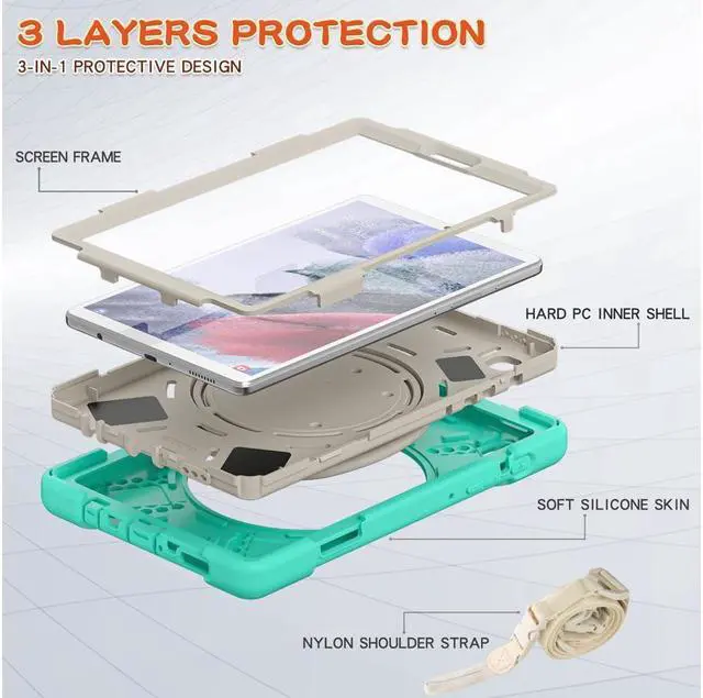 Alt view image 3 of 7 - BONAEVER For Samsung Galaxy Tab A7 Lite Case 2021 Rugged Silicone Case with Handle Grip Shoulder Strap Standable Stand and for Galaxy Tab A7 Lite 8.7 inch 2021 SM-T220/SM-T225/SM-T227