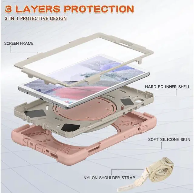 Alt view image 4 of 7 - BONAEVER For Samsung Galaxy Tab A7 Lite Case 2021 Rugged Silicone Case with Handle Grip Shoulder Strap Standable Stand and for Galaxy Tab A7 Lite 8.7 inch 2021 SM-T220/SM-T225/SM-T227