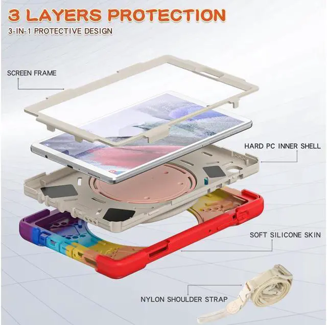 Alt view image 4 of 7 - BONAEVER For Samsung Galaxy Tab A7 Lite Case 2021 Rugged Silicone Case with Handle Grip Shoulder Strap Standable Stand and for Galaxy Tab A7 Lite 8.7 inch 2021 SM-T220/SM-T225/SM-T227