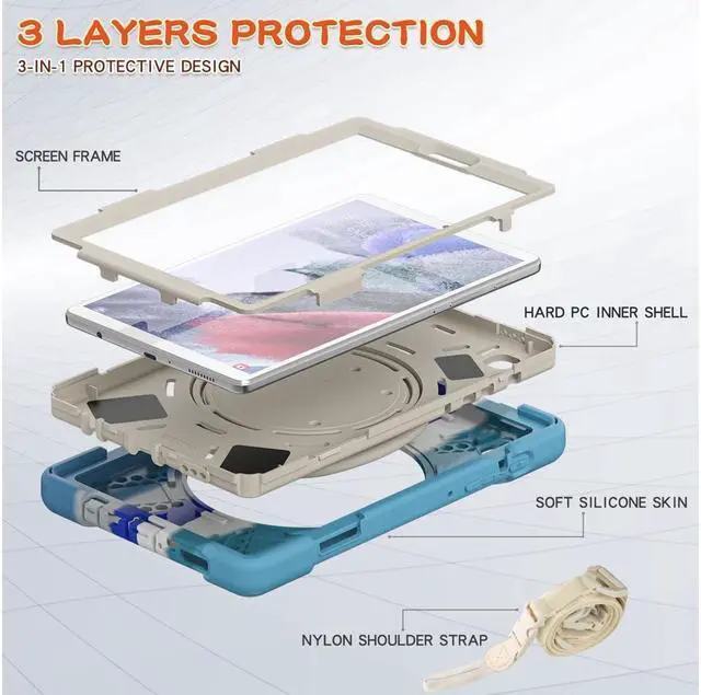 Alt view image 4 of 7 - BONAEVER For Samsung Galaxy Tab A7 Lite Case 2021 Rugged Silicone Case with Handle Grip Shoulder Strap Standable Stand and for Galaxy Tab A7 Lite 8.7 inch 2021 SM-T220/SM-T225/SM-T227