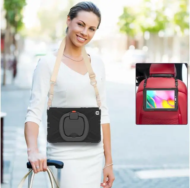 Alt view image 3 of 7 - BONAEVER For Samsung Galaxy Tab A 8.0 Case 2019 Rugged Shockproof Case with Hand Strap Stand and Carrying Shoulder Strap for Galaxy Tab A 8.0 2019 Model SM-T290 SM-T295 SM-T297