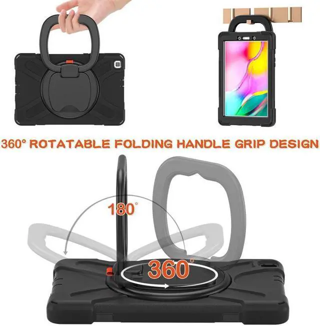 Alt view image 2 of 7 - BONAEVER For Samsung Galaxy Tab A 8.0 Case 2019 Rugged Shockproof Case with Hand Strap Stand and Carrying Shoulder Strap for Galaxy Tab A 8.0 2019 Model SM-T290 SM-T295 SM-T297