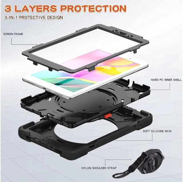 Alt view image 6 of 7 - BONAEVER For Samsung Galaxy Tab A 8.0 Case 2019 Rugged Shockproof Case with Hand Strap Stand and Carrying Shoulder Strap for Galaxy Tab A 8.0 2019 Model SM-T290 SM-T295 SM-T297