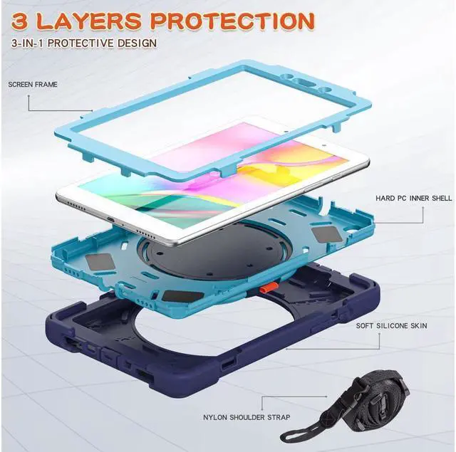 Alt view image 2 of 7 - BONAEVER For Samsung Galaxy Tab A 8.0 Case 2019 Rugged Shockproof Case with Hand Strap Stand and Carrying Shoulder Strap for Galaxy Tab A 8.0 2019 Model SM-T290 SM-T295 SM-T297