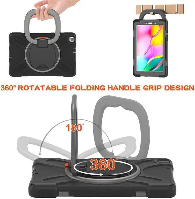 Alt view image 2 of 7 - BONAEVER For Samsung Galaxy Tab A 8.0 Case 2019 Rugged Shockproof Case with Hand Strap Stand and Carrying Shoulder Strap for Galaxy Tab A 8.0 2019 Model SM-T290 SM-T295 SM-T297